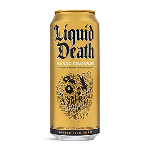 Liquid Death Flavored Sparkling Water with Agave, Mango Chainsaw, 16.9 oz Tallboys Liquid Death buy supplements canada