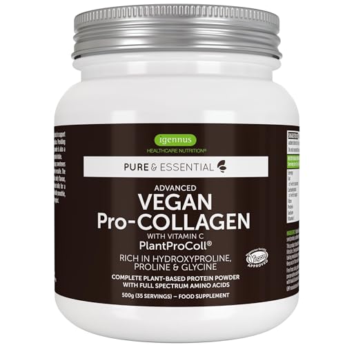 Vegan Collagen Powder, Plant-Based Peptide Protein Supplement with Glycine, 21 Amino Acids & Vitamin C, Complete Collagen Igennus Healthcare Nutrition buy supplements canada