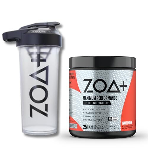 ZOA+ Pre-Workout Powder & Shaker Bottle Bundle, Fruit Punch ZOA buy supplements canada