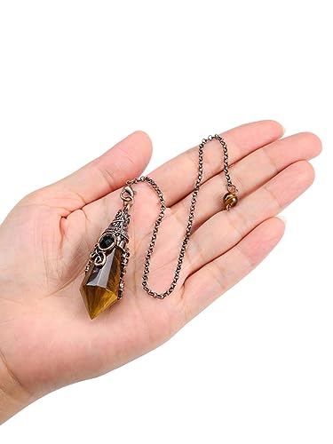 PESOENTH Crystal Pendulum Dowsing Divination Scrying Pendulum with Bronze Wrap Tiger Eye Healing PESOENTH buy supplements canada