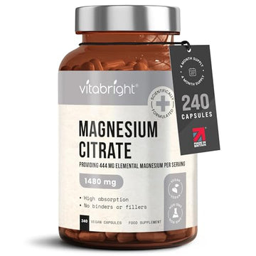 Magnesium Citrate - 1480mg High Strength - 240 Capsules (4 Month Supply) - Vegan VitaBright buy supplements canada
