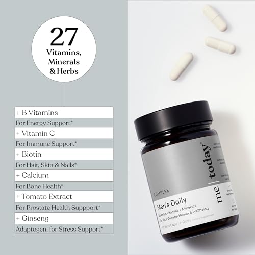 me today Multivitamin for Men, Mineral Supplements with 27 Vitamins, Minerals and Herbs, Including D, C, A, B, Biotin and Zinc, Vegetarian | General Health Supplements | 60 Capsules me today buy supplements canada
