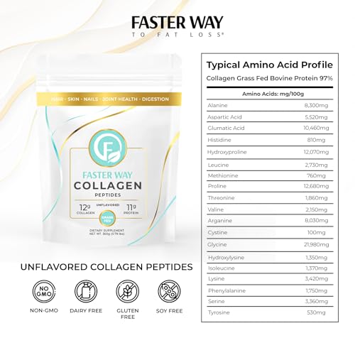 FASTer Way to Fat Loss, Unflavored, 360g Grass-Fed Beef Collagen Peptides for Skin FASTer Way to Fat Loss buy supplements canada