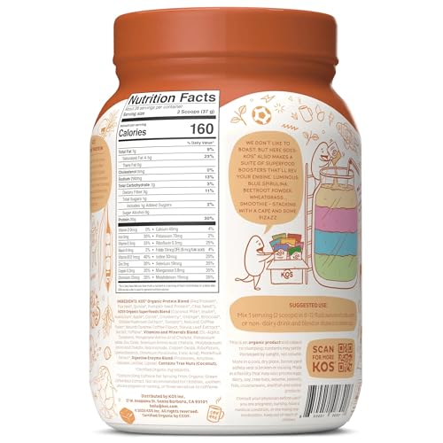 KOS Organic Vegan Protein Powder with 50mg Caffeine, Salted Caramel Coffee KOS buy supplements canada