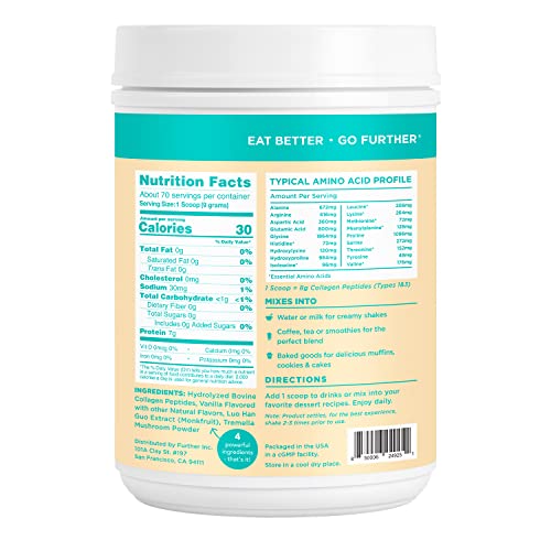Further Food Best Collagen Peptides Powder Vanilla Flavored Keto Grass-Fed Collagen Further Food buy supplements canada