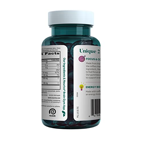 NEURIVA Brain + Energy Gummies, Nootropic Brain Supplements for Focus and Concentration with Neurofactor, Vitamin B12 & Caffeine for an Energy Boost*, 75ct Natural BlackBerry NEURIVA buy supplements canada