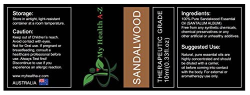 My Health A-Z Sandalwood Essential Oil, Organic 10ml (Santalum Album) Extracted My Health A-Z buy supplements canada