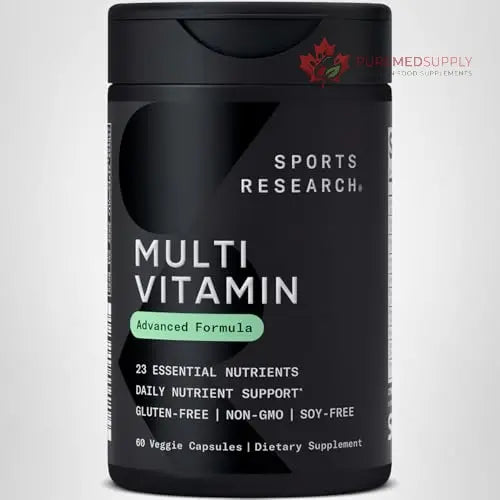 Sports Research® Multivitamin – Advanced Formula - 23 Essential Vitamins & Minerals with CoQ10 & Iodine - Daily Nutrient Support*- Non-GMO Tested & Gluten-Free -60 Veggie Capsules Sports Research buy supplements canada