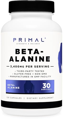 Primal Beta-Alanine Capsules 3400mg (30 Servings, 120 Capsules) - Supplement, Gluten Primal buy supplements canada