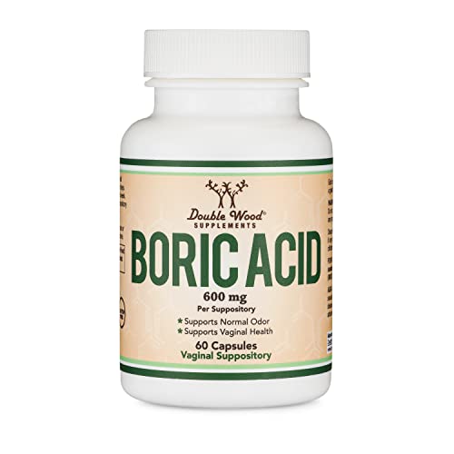 Boric Acid Vaginal Suppositories (600mg, 60 Count) Supports Vaginal pH Balance, Odor Control Double Wood Supplements buy supplements canada