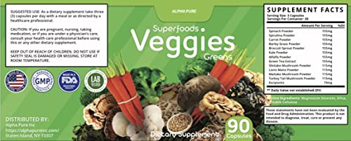 90 Capsules Each Bottle 540 Capsules superfoods Veggies Greens and Reds Fruits Triple Alpha Pure buy supplements canada