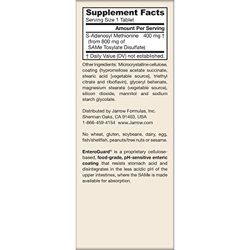 Jarrow Formulas SAMe Supplement 400 mg - 60 Tablets - High Concentration of Active S,S Form - Supports Joint Health, Liver Function, Brain Metabolism, Balanced Mood & Antioxidant Defense - 60 Servings Jarrow Formulas buy supplements canada