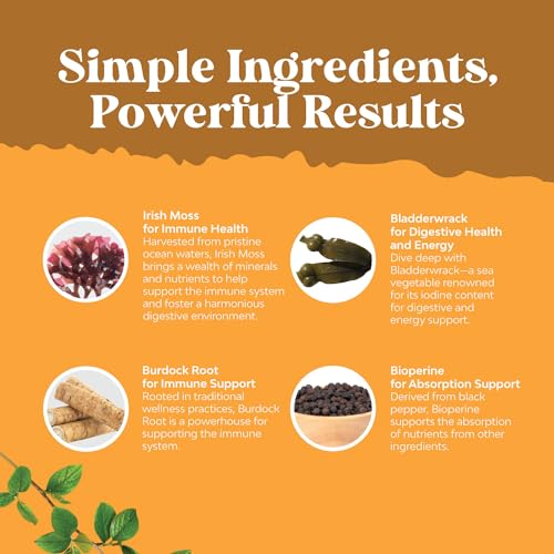 Organic Irish SeaMoss Capsules - Sea Moss and Bladderwrack Capsules with Burdock Natures Craft buy supplements canada