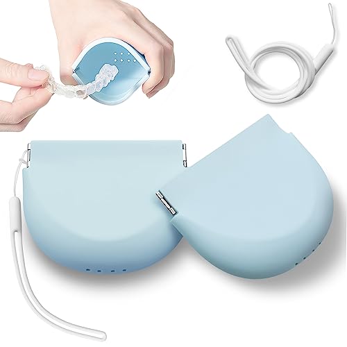 2 Pack Silicone Retainer Case with Lanyard Soft Slim Cute Aligner Case Holder Dental Thin onbuwws buy supplements canada