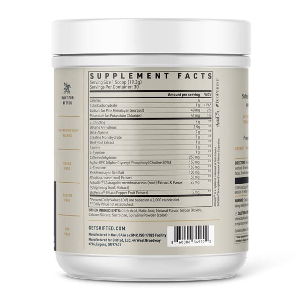 SHIFTED Premium Pre Workout Powder, Energy & Focus Supplement with Creatine Monohydrate SHIFTED buy supplements canada