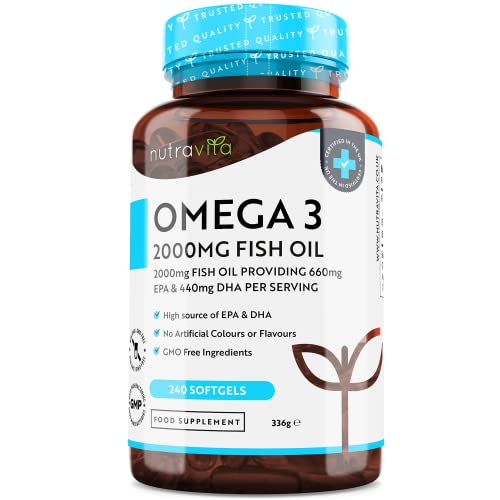 Omega 3 2000mg with 660mg EPA & 440mg DHA per Serving - 240 Softgel Capsules Nutravita buy supplements canada
