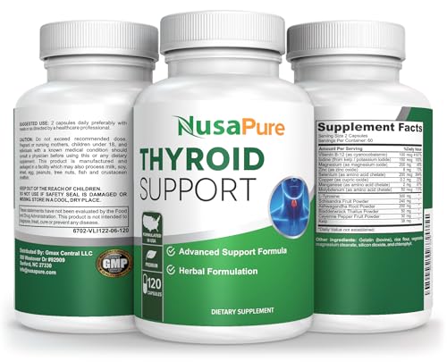 NusaPure Premium Thyroid Support Supplement (Non-GMO) 120 caps for with Ashwaganda NusaPure buy supplements canada