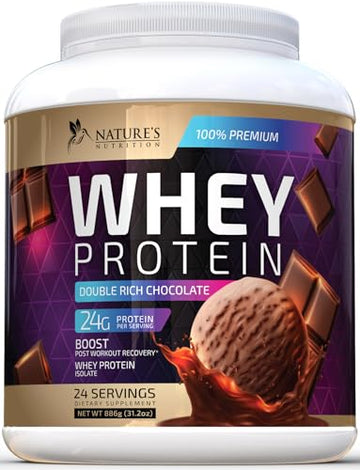 Whey Protein Powder 24g - Chocolate Ice Cream Whey Isolate Protein for Muscle Growth Nature's Nutrition buy supplements canada