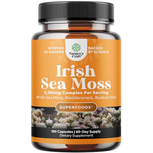 Organic Irish SeaMoss Capsules - Sea Moss and Bladderwrack Capsules with Burdock Natures Craft buy supplements canada