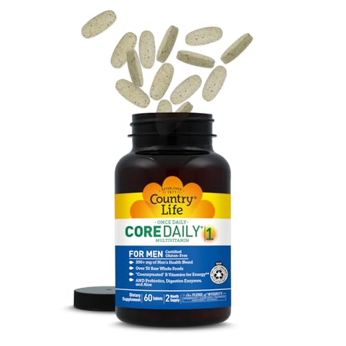 Country Life Core Daily-1 for Men - Multivitamin with Probiotics, Saw Palmetto, Pumpkin Seed Extract, and Coenzymated B Vitamins - Gluten-Free and Vegetarian - 60 Tablets Country Life buy supplements canada