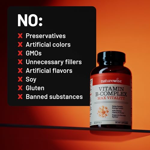 NatureWise Vitamin B Complex for Women and Men - with Folic Acid Biotin B1 B2 B3 B6 B12 - Support Cellular Energy & Mental Clarity - Gluten & Dairy Free NatureWise buy supplements canada
