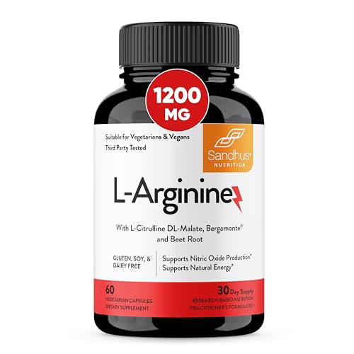 Sandhu's L-Arginine with Nitric Oxide Precursor | Made in The USA| 30 Days Supply Sandhu's buy supplements canada