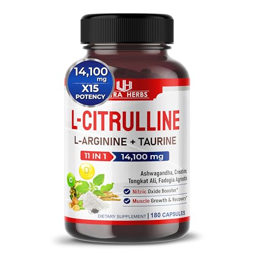 L-Citrulline 14,100 mg 11 in 1 with L-Arginine + Taurine, Ashwagandha, Creatine, Tongkat Ali ULTRA HERBS buy supplements canada