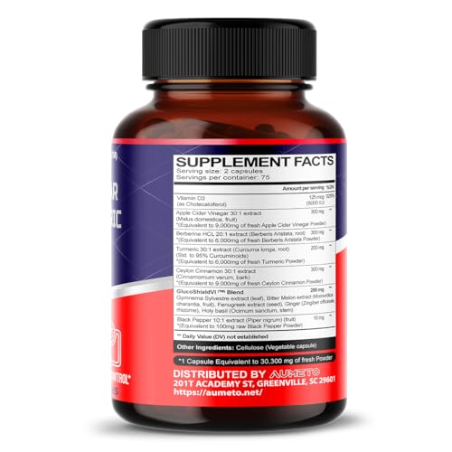 Apple Cider Vinegar 9000mg Berberin 6000mg Ceylon Cinnamon 9000mg Turmeric 6000mg AUMETO buy supplements canada
