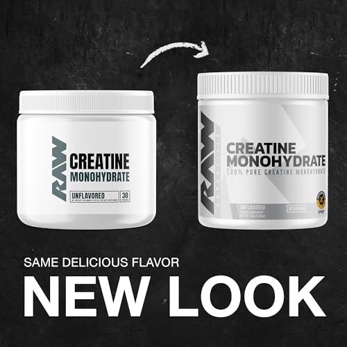 RAW Nutrition Creatine Monohydrate Powder, Unflavored (30 Servings) - Micronized Creatine Monohydrate Supplement for Workout Performance, Build Muscle & Strength RAW buy supplements canada