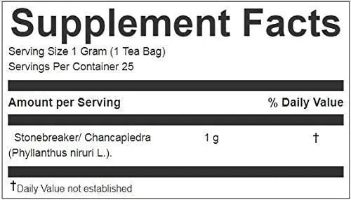Stone Breaker Chanca Piedra Herbal Tea - 100% Naural from Peru ( 25 Tea Bags ) Natural Kidney Cleanse & Gallbladder Stones Support– Detoxify Urinary Tract, Flush Impurities, Clear Urinary System Wuguny buy supplements canada