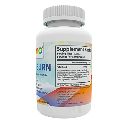 OHOO Keto Burn Weight Loss Supplement 650 Mg - Natural Keto 5 Increases Ability to Burn Fat OHOO buy supplements canada