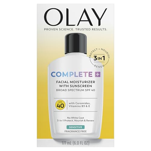 Olay Complete+ Face Moisturizer with Sunscreen SPF 40, For Sensitive Skin, Broad Spectrum Sun Protection, Fragrence-Free Olay buy supplements canada