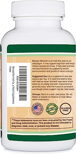 Bacopa Monnieri Capsules 20% Bacosides 450mg, 90 Count (Manufactured in USA Double Wood Supplements buy supplements canada