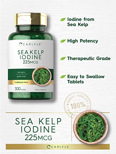 Sea Kelp Iodine Supplement | 225mcg | 300 Tablets | Non-GMO, Gluten Free | Traditional Carlyle buy supplements canada