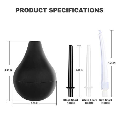 RANEU Enema Bulb Douche Enema Kit for Women & Men with 3 Nozzles (Black, 4 Piece Set) RANEU buy supplements canada