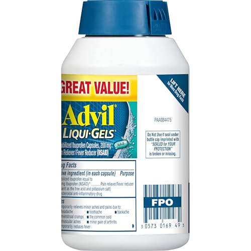 Advil Liqui-Gels Pain Reliever and Fever Reducer, Pain Medicine for Adults with Ibuprofen 200mg for Headache, Backache, Menstrual Pain and Joint Pain Relief - 200 Capsules, Advil PM Ibuprofen - 2 Ct Advil buy supplements canada