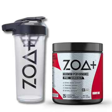 ZOA+ Pre-Workout Powder & Shaker Bottle Bundle, Cherry Limeade ZOA buy supplements canada