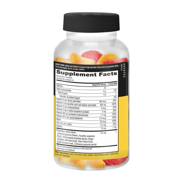 Airborne 400mg Vitamin C Gummies for Adults & Children, Immune Essentials Daily Immune Support Supplement with Vitamins C & E - Orchard Fruit Flavor, 132 Gummies (Pack of 2) Airborne buy supplements canada