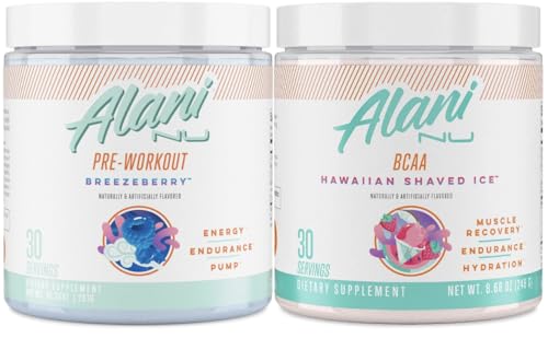 Alani Nu Breezeberry Pre Workout and BCAA Hawaiian Shaved Ice Post Workout Powder Alani Nu buy supplements canada