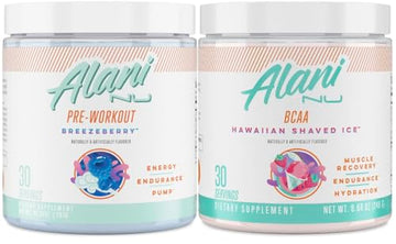 Alani Nu Breezeberry Pre Workout and BCAA Hawaiian Shaved Ice Post Workout Powder Alani Nu buy supplements canada