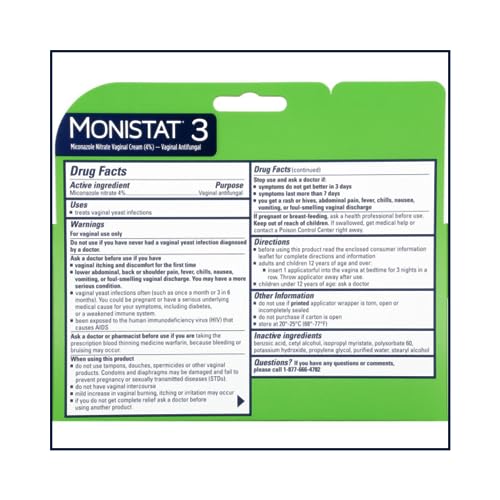 MONISTAT 3 Cream PREFILLED 1EA J&J Consumer Sector Birsppy buy supplements canada