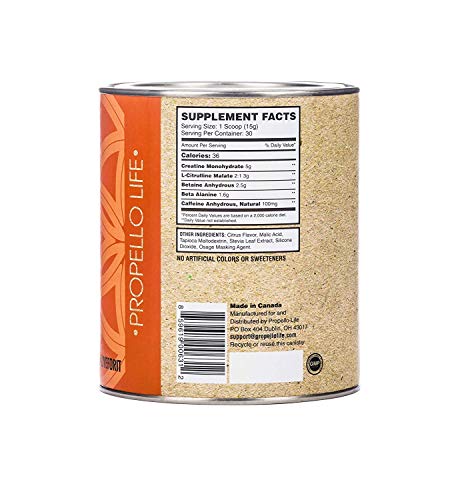 Propello Life Pre-Workout Drink Mix, West Coast Citrus, 450g Propello Life buy supplements canada