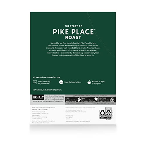 Starbucks K-Cup Coffee Pods—Medium Roast Coffee—Pike Place Roast for Keurig Starbucks buy supplements canada