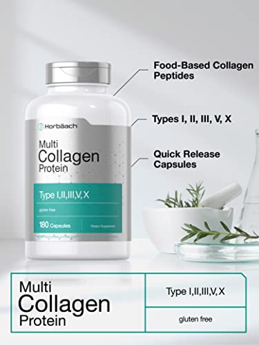 Multi Collagen Protein 2000 mg | 180 Capsules | Type I, II, III, V, X | Collagen Peptide Pills Horbäach buy supplements canada