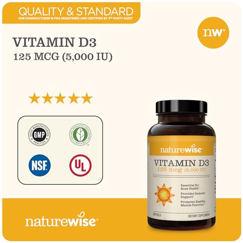 NatureWise Vitamin D3 5000iu (125 mcg) Healthy Muscle Function, and Immune Support NatureWise buy supplements canada