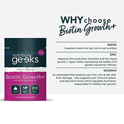 Nutrition Geeks Biotin Hair Growth Supplement - 180 Tablets Enhanced with Zinc Nutrition Geeks buy supplements canada