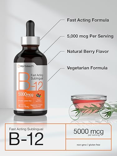 B-12 | 5000mcg | 4oz | Natural Berry Flavor Fast-Acting Sublingual Liquid Vitamin Horbäach buy supplements canada