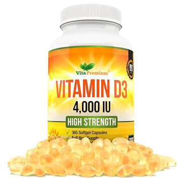 Vitamin D 4,000 IU Softgels, Maximum Strength Vitamin D3 Supplement, 365 Easy to Swallo Vita Premium buy supplements canada