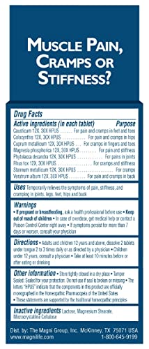 MagniLife Muscle Cramp Pain Relief Quick-Dissolve Tablets, 125 Count, Quinine-Free Homeopathic Medicine for Leg, Foot, Hip, Joint & Back Pain Relief, Helps Ease Muscle Ache, Cramping & Stiffness MagniLife buy supplements canada
