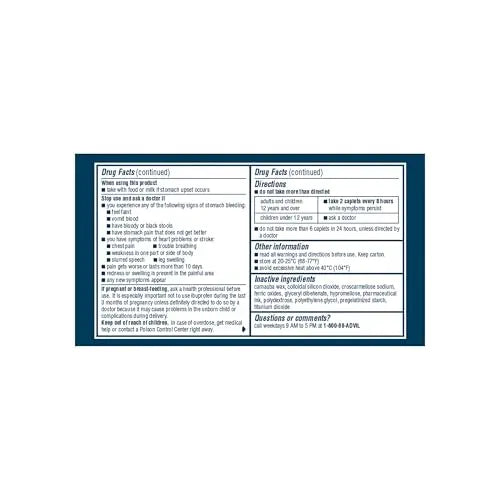 Advil Dual Action Coated Caplets, 125 Mg Ibuprofen and 250 Mg Acetaminophen per Dose (2 Dose Equivalent) for 8 Hour Pain Relief - 216 Count Advil buy supplements canada